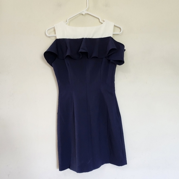 Aviva On Earth Cold Shoulder Ruffle Neckline Sailor Style Dress size 36/ Small - Picture 3 of 7